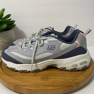Skechers D'Lites Gray Chunky Sneaker Women's 9.5 Retro Comfort Trainer Walking